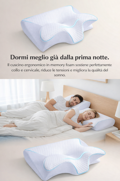Cuscino Ergonomico Memory Foam – Sonno Profondo e Senza Dolori™  60x40x12/14cm